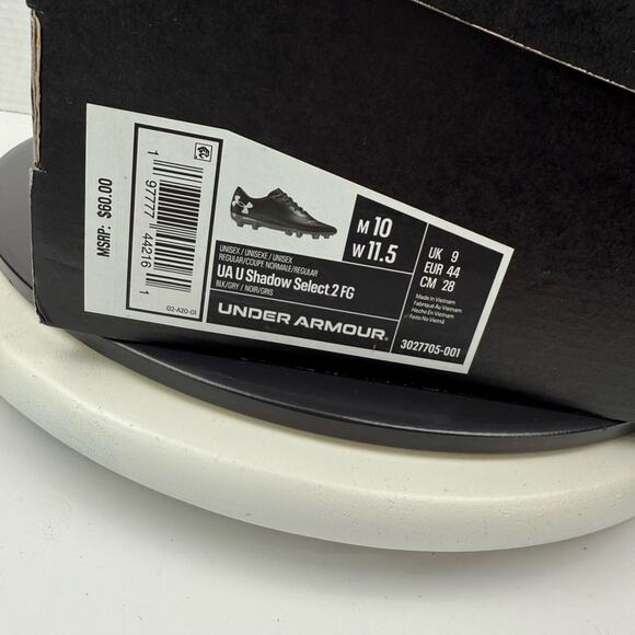 Under Armour Shadow Select 2 Men’s Size 10 Black Soccer Cleats Shoes 3027705-001 - Picture 5 of 10